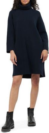 Barbour Stitch Long Sleeve Cotton Blend Rib Turtleneck Sweater Dress in Navy at Nordstrom Rack, Size 10 Us / 14 Uk