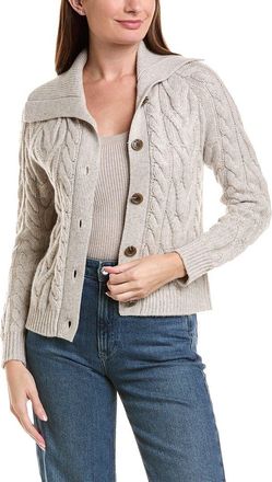 Fort&eacute; Cashmere Luxe Cable Wool & Cashmere-Blend Cardigan