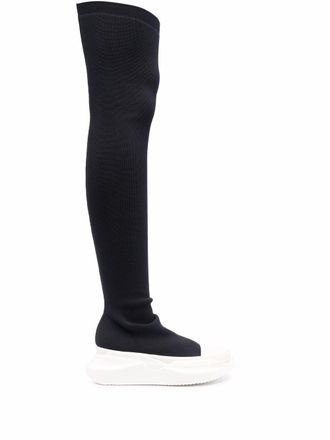 Rick Owens thigh-high sock-style boots - women - Cotton/Spandex/Elastane/Elastane/Cotton/Rubber - 36.5 - Black