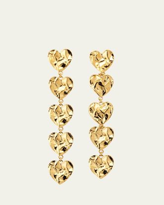 Oscar De La Renta Crushed Heart Vertical Drop Earrings