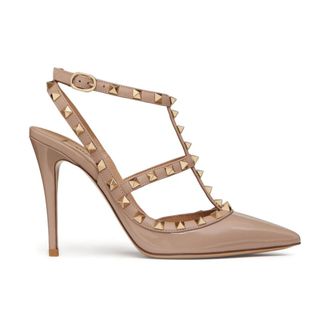 Valentino Garavani Pumps, female, Beige, Size: 5 1/2 US Rockstud Ankle Strap Pump