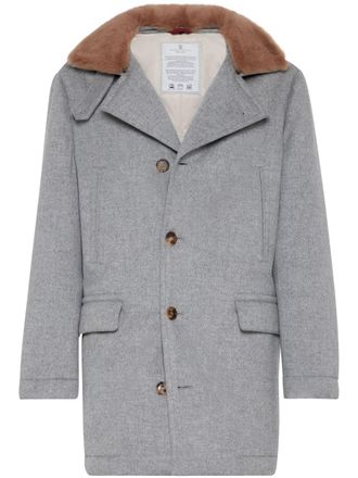 Brunello Cucinelli short cashmere coat - Grey