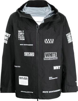 White Mountaineering Light Jackets, male, Black, XL, Graphic Print Zip-Up Lightweight Jacket