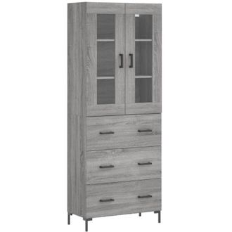 vidaXL Vidaxl - Aparador Alto Madera Contrachapada Gris Sonoma 69,5x34x180 Cm