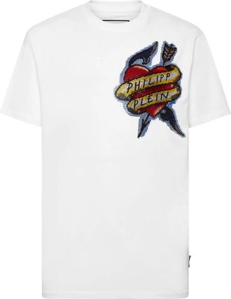 Philipp Plein T-Shirt Ronde Hals Hawaii - Heren - T-shirts - Wit - 4XL - Katoen - Tops