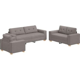 vidaXL Sof&aacute; 3 Pcs Taup&eacute; Tejido Mezcla De Lino Vidaxl