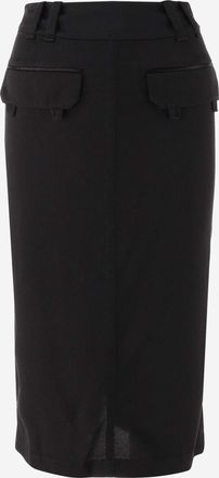 Saint Laurent Womens Black Silk Button-Front Skirt