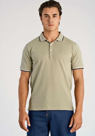 Lindbergh Poloshirt LINDBERGH, Herren, Gr. XXL, dusty olive, Piqu&eacute;, Obermaterial: 100% Baumwolle, gerade h&uuml;ftbedeckend, Rundhals, B&uuml;ndchen kontrastfarben, Shirt