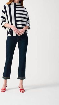 Joseph Ribkoff Sequin Bottom Jean In Indigo