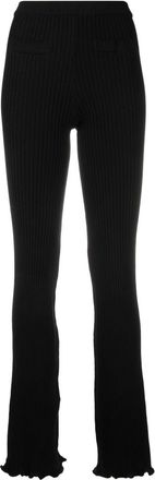 Paco Rabanne knitted flared trousers - women - Cotton/Spandex/Elastane - L - Black