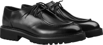 Doucal's Mens Lace-Up Shoes Black Leather Deco Black-F.do Deco Black/f.do Flat