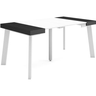 Skraut Home Mesa Consola Extensible, Mesa Comedor Plegable, 160, Para 8 Comensales, Patas De Madera, Estilo Moderno, Blanco Y Negro - Skraut Home