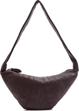 Christophe Lemaire Croissant Medium Grained Leather Shoulder bag - Dark Brown - One Size