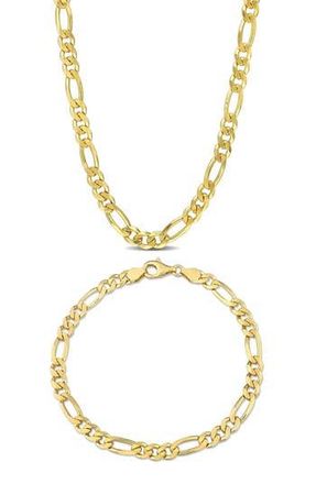 Delmar Mens Figaro Chain Necklace & Bracelet Set in Yellow Gold at Nordstrom Rack
