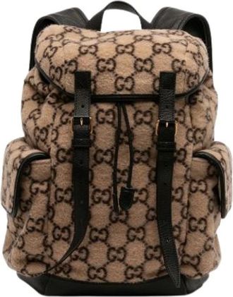 Gucci Pre-owned Backpacks, female, Beige, Size: ONE SIZE Pre-owned Wool Backpack