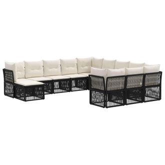 vidaXL Conjunto De Sof&aacute;s De Jard&iacute;n 12 Pcs Negro Rat&aacute;n Sint&eacute;tico Vidaxl