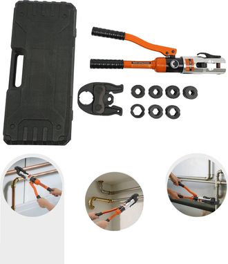 OEM Herramienta De Engaste, 7 Mordazas Intercambiables, Presi&oacute;n De 10 Toneladas, Color Naranja