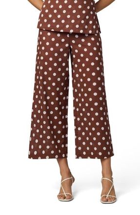 Joe's The Mariel Linen & Cotton Crop Wide Leg Pants in Chocolate/ecru Dot at Nordstrom, Size 10