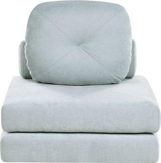 Beliani Beliani - Sof&aacute; Cama Moderno Minimalista De Tela De 1 Plaza Puf Cama Individual Con Coj&iacute;n Azul Claro Olden