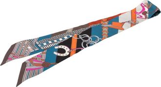 Herm&egrave;s Pre-owned Hermes Brides et Gris Gris Twilly Silk Scarf Ladies T812A7COJYS2G6SG