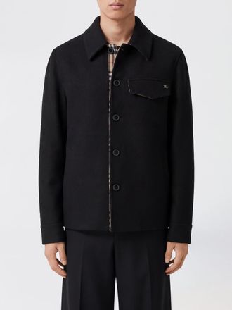 Burberry Single-Breasted Short Coat in Pure Merino Wool with Flap Pockets