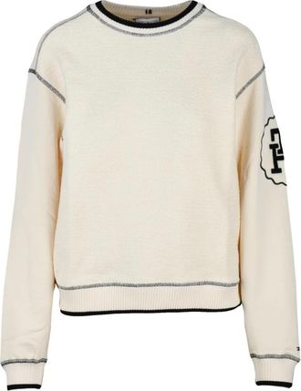 Tommy Hilfiger Felpa Corta Sweatshirt - Dames - Sweatshirts - Beige - M - Katoen - Hoodies & sweatvesten
