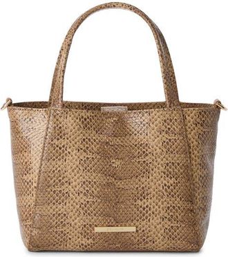Brahmin Small Mona Croc Embossed Leather Top Handle Bag in Light Pecan at Nordstrom