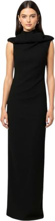 M&ocirc;not Black Solid Hood Full Length Dress