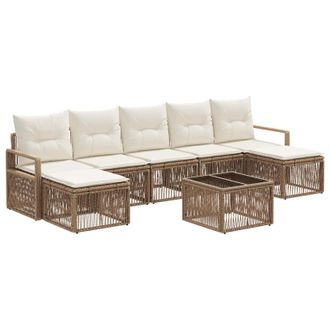vidaXL Conjunto De Sof&aacute;s De Jard&iacute;n 8 Pcs Beige Rat&aacute;n Sint&eacute;tico Vidaxl