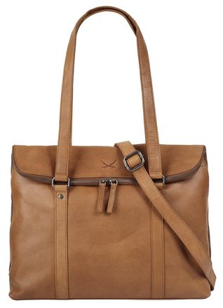 Sansibar Shopper SANSIBAR, Damen, Gr. B/H/T: 40cm x 38cm x 9cm onesize, braun (cognac), Leder, leicht gl&auml;nzend, unifarben, Taschen Shopper, echt Leder