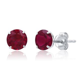 MAX + STONE 14k Yellow or White Gold 6mm Round Solitaire Gemstone Stud Earrings