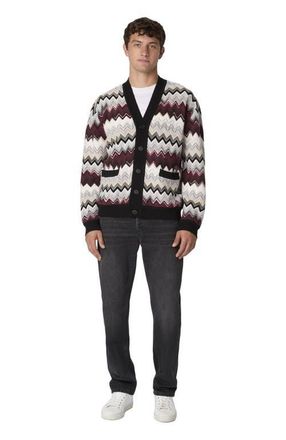 Missoni The Cardigan In Wool And Cotton With Zigzag in Beige & Burgundy at Nordstrom, Size 48 It