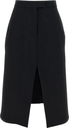Alexander McQueen Cutaway Kokerrok - Dames - Midirokken - Zwart - S - Wol - Rokken