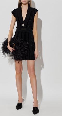Balmain Dress With Shimmering Sequins, Womens, Black
