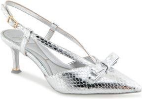 Kenneth Cole Umayra Slingback Pointed Toe Pump in Silver Snake at Nordstrom Rack, Size 6.5