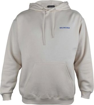 Balenciaga Hoodies & sweatvesten, Heren, Wit, S, Katoen, Logo Popover Hoodie