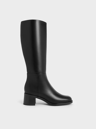 Charles & Keith Louise Block-Heel Knee-High Boots