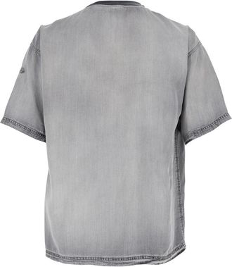 Diesel Mens Crew Neck T-Shirt Grey Tech Fabric Lyocell T-Shirts And Polos