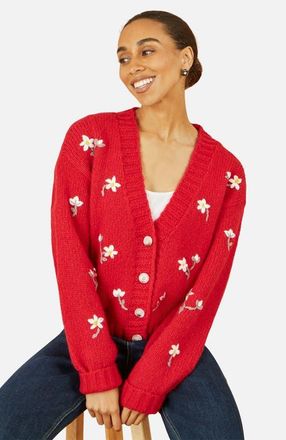 Yumi Hand Embroidered Chunky Knitted Cardigan at Nordstrom, Size Medium
