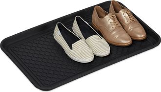 Relaxdays Relaxdays - Bandeja Zapatos Grande, Relieve, Anti Goteo, Zapatero, Boot Tray, Recibidor, Pp, 1 Ud., 3 X 60 X 40 Cm, Negro