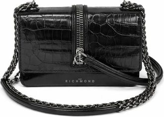 John Richmond Schoudertas met krokodillenprint - Dames - Schoudertassen - Grijs - ONE Size - Leer - Tassen