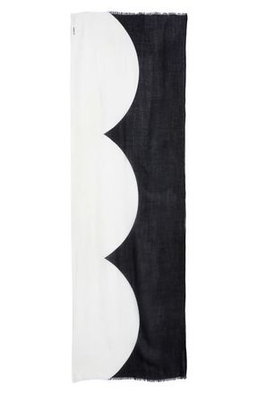 Akris Cloud Cashmere Fringe Scarf in Black-White at Nordstrom