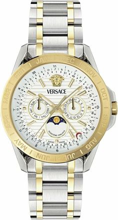 Versace V-Galaxy Moonphase Horloge - unisex - Accessoires - Grijs - Maat: ONE Size Leer