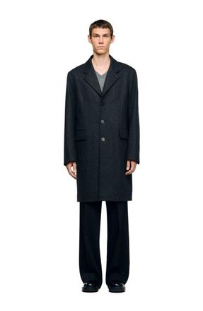 Sandro Wool broadcloth coat in Dark Grey at Nordstrom, Size Xx-Large