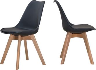 Best Master Furniture Best Master Mirage Modern Solid Wood Dining Side Chair in Black (Set of 2)
