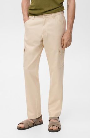 Mango Cotton Blend Cargo Pants in Beige at Nordstrom, Size 30