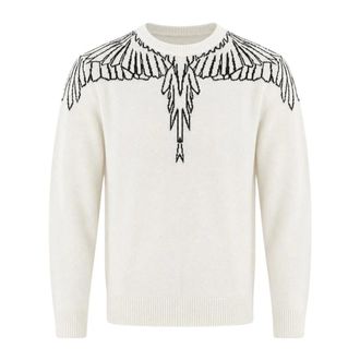Marcelo Burlon Wings trui met ronde hals - Heren - Truien - Wit - Maat: XS Zijde