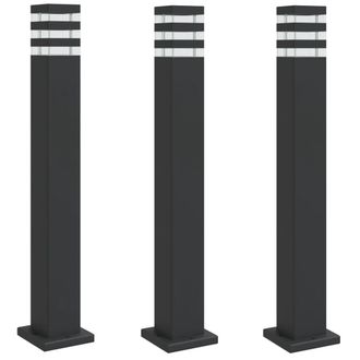 vidaXL L&aacute;mparas De Suelo De Exterior 3 Unidades Aluminio Negro 80 Cm Vidaxl