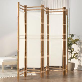 vidaXL Biombo Plegable De 5 Paneles Bamb&uacute; Y Lona 200 Cm Vidaxl