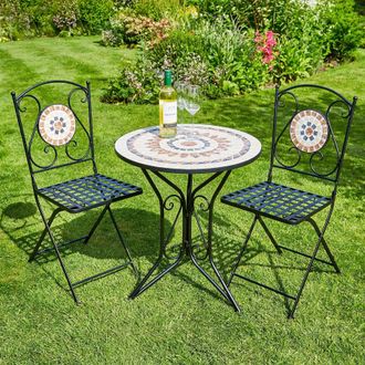 Home Source Industries Sunflower Mosaic Garden Patio Bistro Table and Chairs Set
